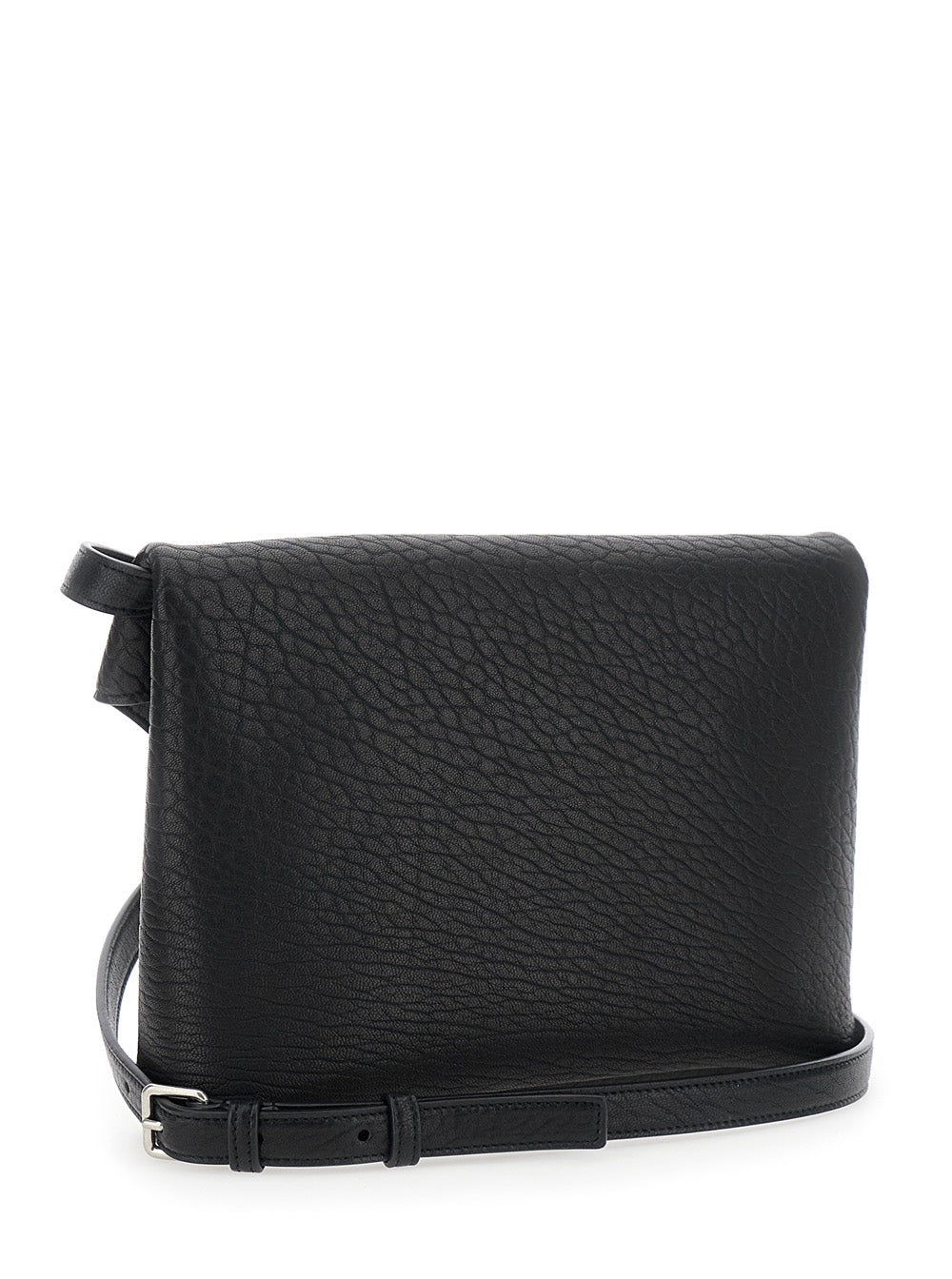Saint Laurent Men Black Crossbody Bag With Envelope Design And Cassandre Plaque On The Front In Grained Leather Woman