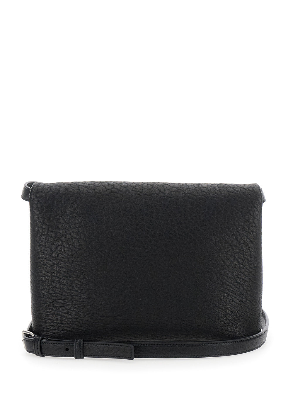 Saint Laurent Men Black Crossbody Bag With Envelope Design And Cassandre Plaque On The Front In Grained Leather Woman