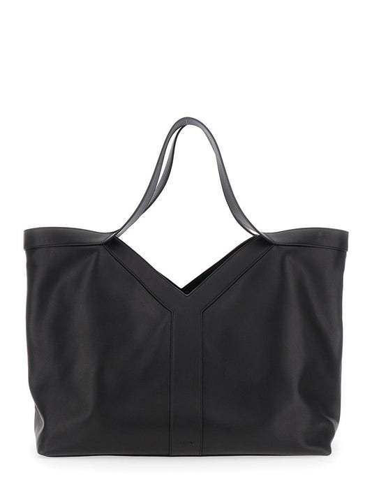 Saint Laurent Men Black Tote Bag With Two Top Handles And Hook Closure In Leather Man