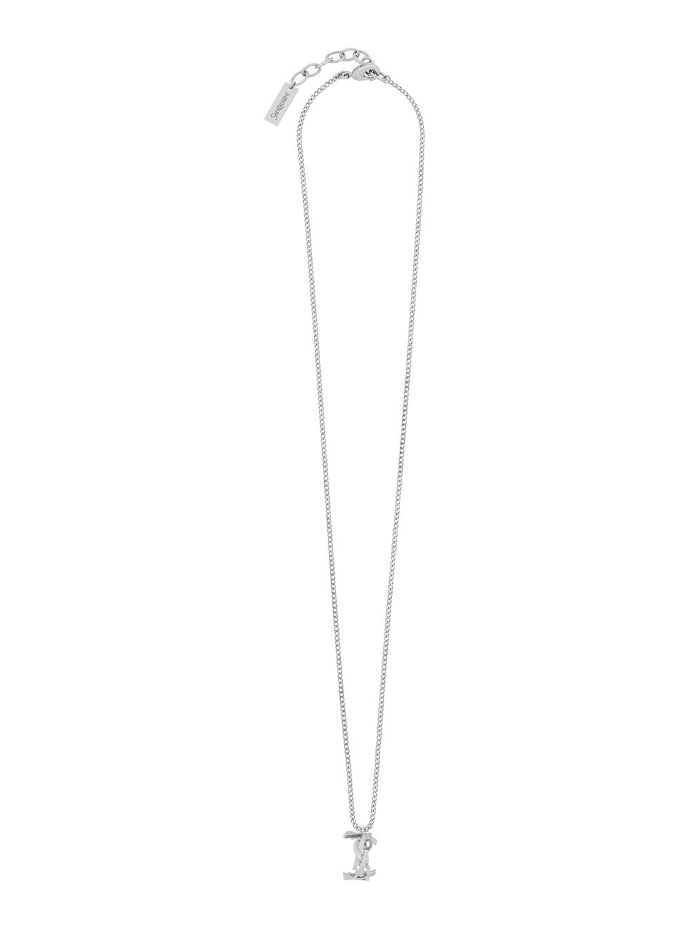 Saint Laurent Men Metallic Chain-Link Necklace With Cassandre Pendant In Metal Man