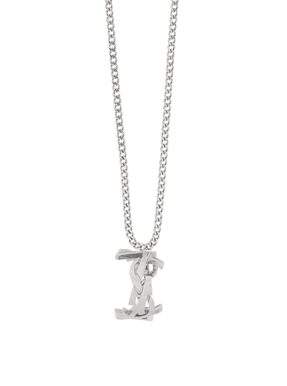 Saint Laurent Men Metallic Chain-Link Necklace With Cassandre Pendant In Metal Man