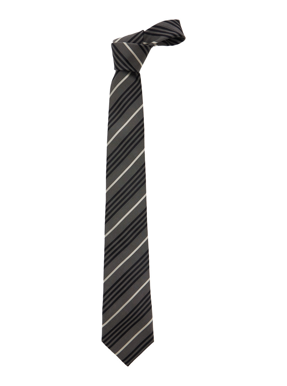 Saint Laurent Men Brown Tie With All-Over Striped Motif In Silk Man
