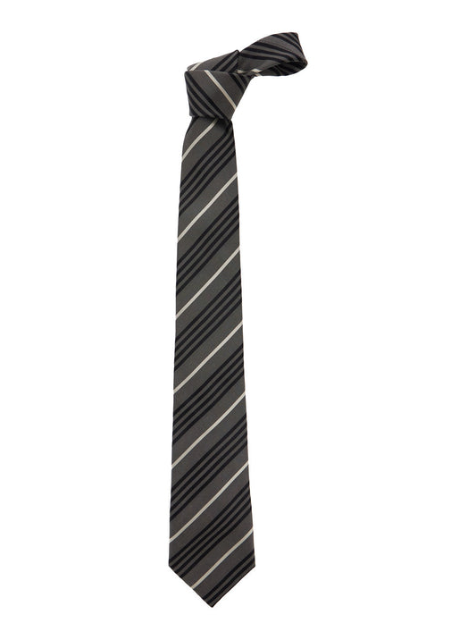 Saint Laurent Men Brown Tie With All-Over Striped Motif In Silk Man