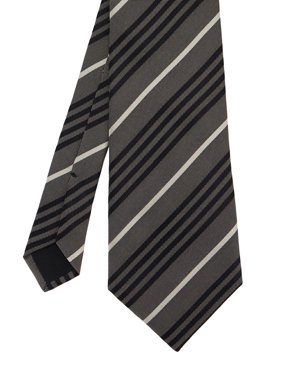 Saint Laurent Men Brown Tie With All-Over Striped Motif In Silk Man