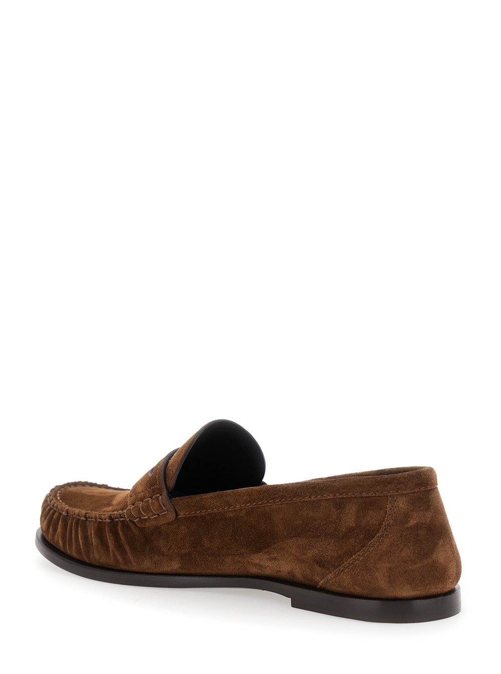Saint Laurent Men Brown Loafers With Cassandre Detail In Suede Man