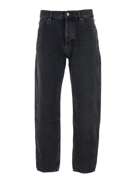 Saint Laurent Men 'Mick' Black Jeans With Logo Patch On The Rear In Denim Man