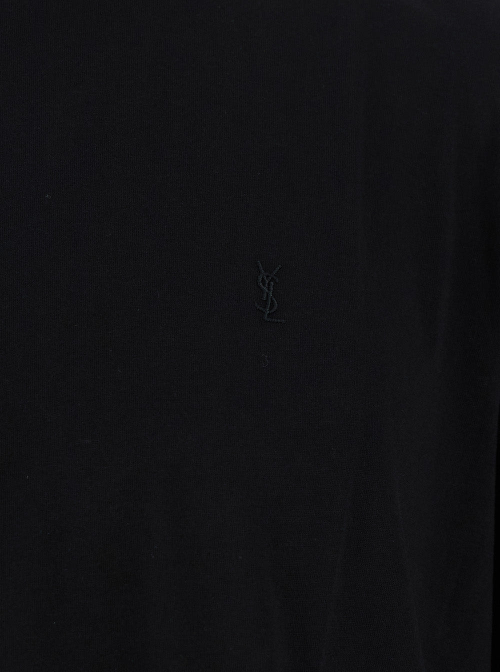 Saint Laurent Men Black Crewneck T-Shirt With Cassandre Embroidery In Cotton Man