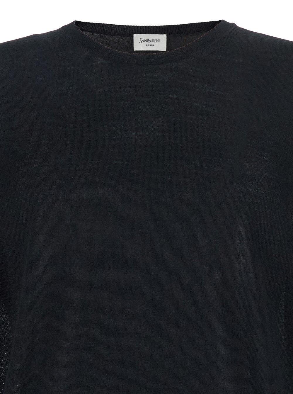Saint Laurent Men Black Crewneck Sweater With Cassandre In Cashmere Man
