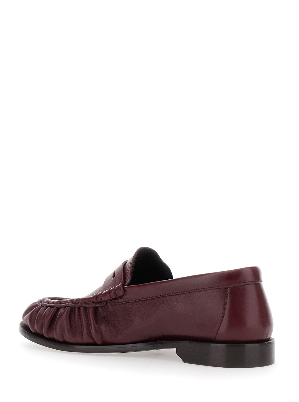 Saint Laurent Women 'Le Loafer' Bordeaux Loafers With Hand-Stitched Moc Toe And Cassandre Plaque In Suede Woman