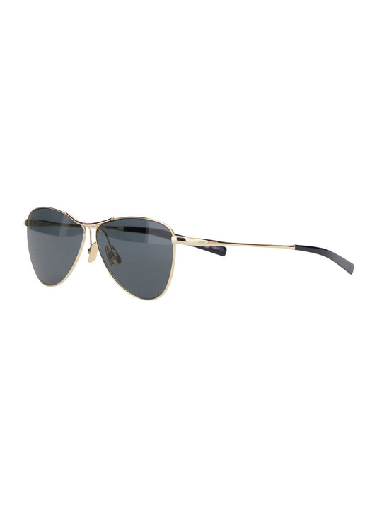 Saint Laurent Women Gold Tone Sunglasses With Engraved Logo In Metal Woman