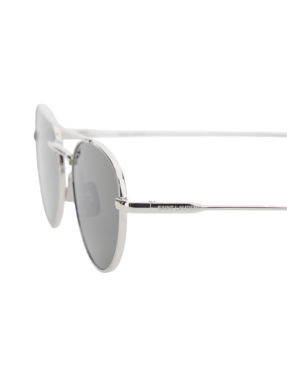 Saint Laurent Women Silver Tone Sunglasses With Engraved Logo In Metal Woman