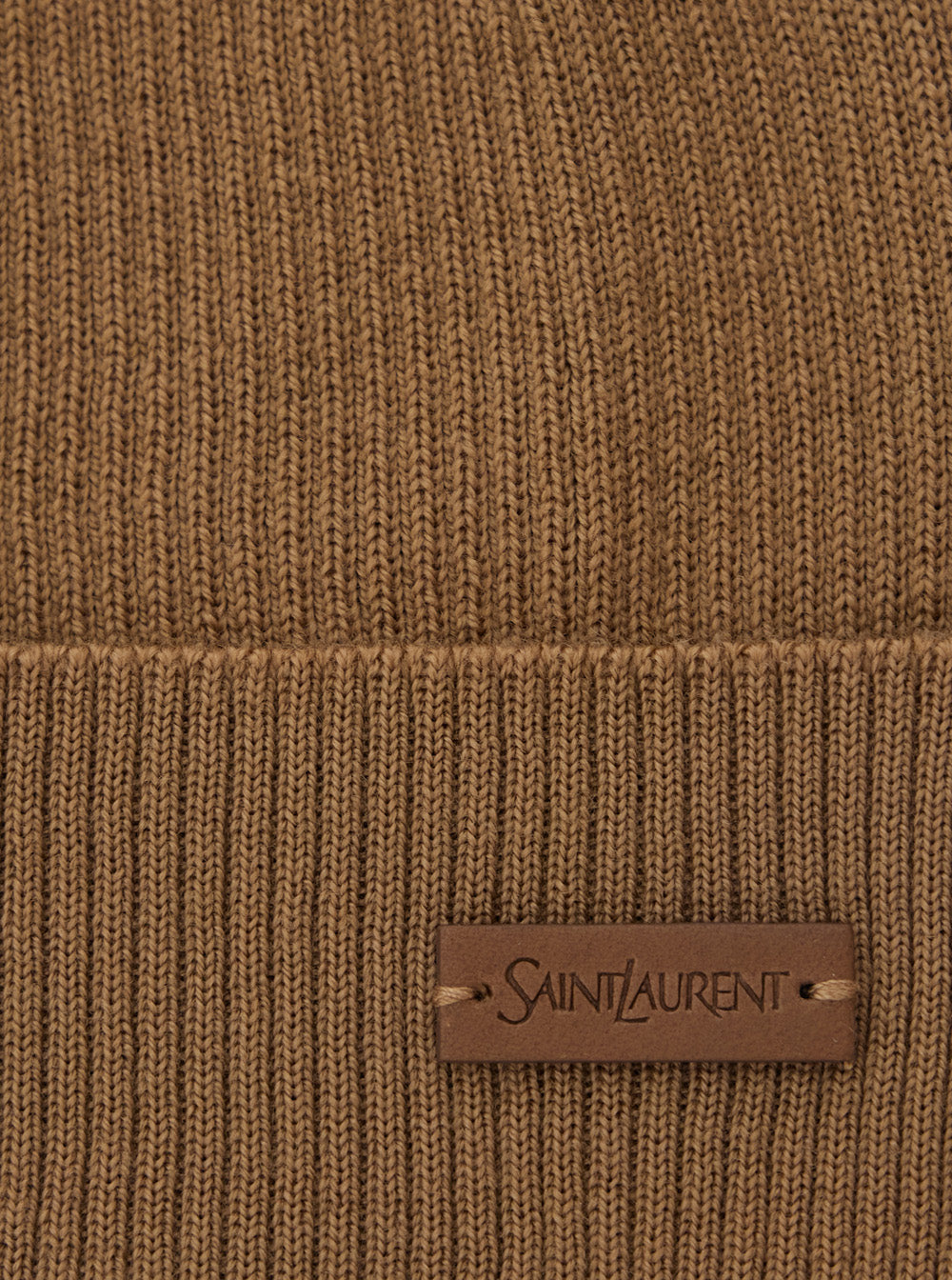 Saint Laurent Women Beige Knit Beanie With Logo Patch On The Front In Wool Woman