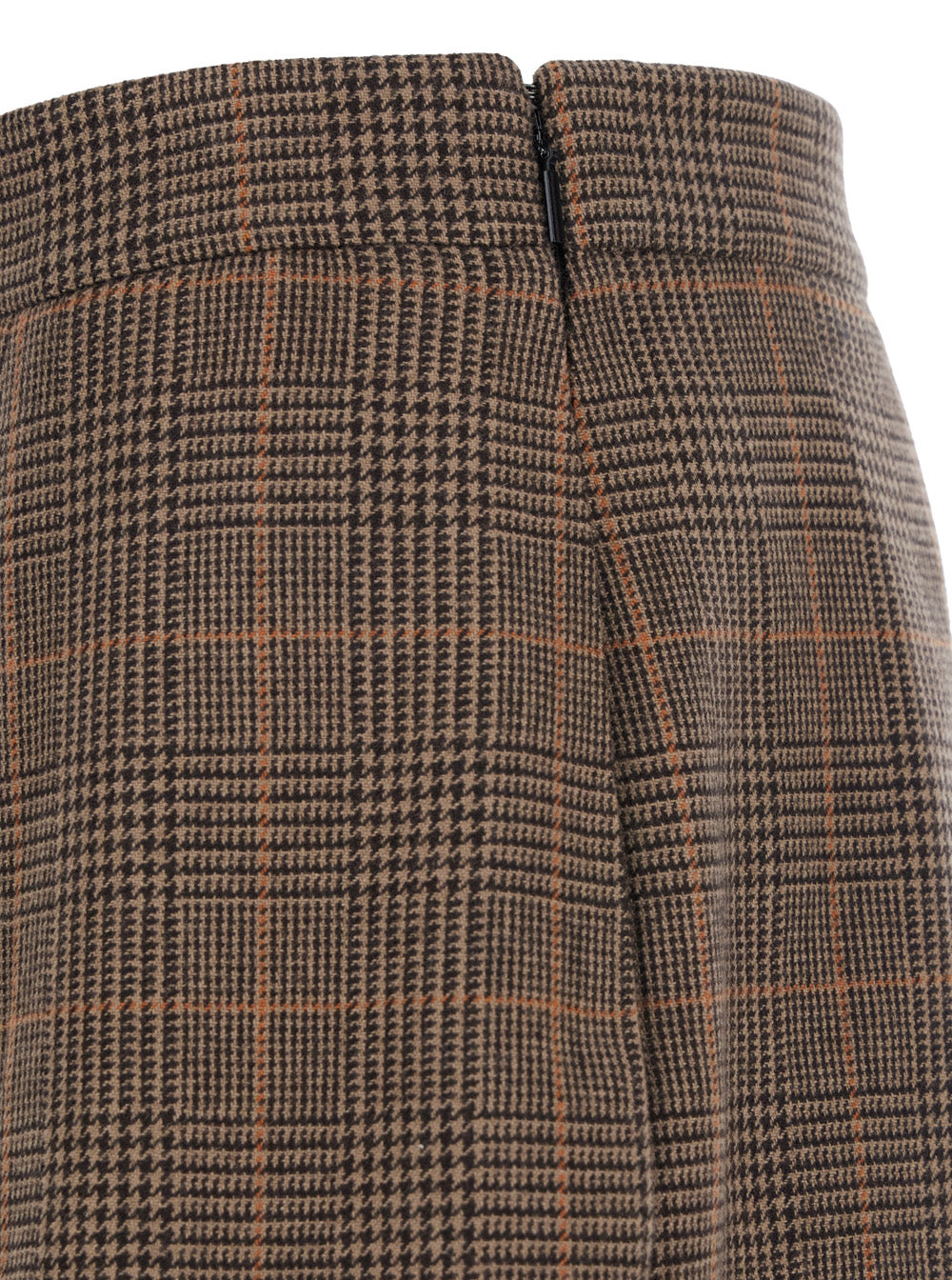 Saint Laurent Women Grey Midi Skirt With Side Concealed Zip Closure And All-Over Check Motif In Wool And Cashmere Woman