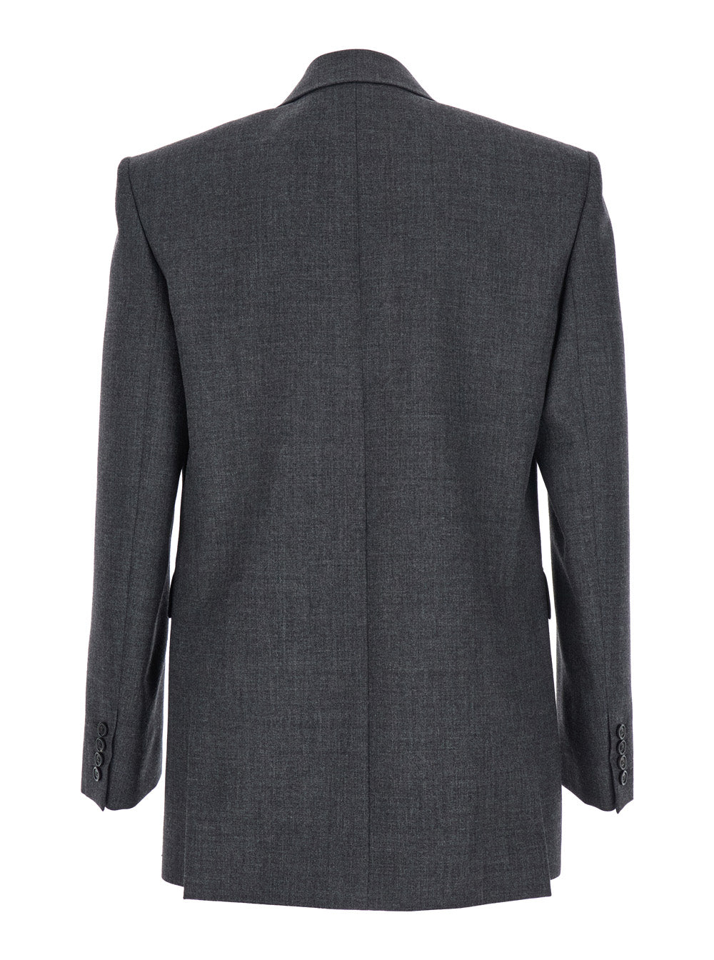 Saint Laurent Men Grey Double-Breasted Jacket With Peak Revers In Wool Man