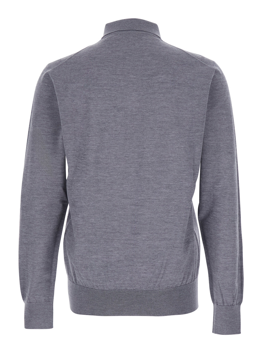 Dolce & Gabbana Men Grey Polo Shirt With Classic Collar And Tonal Logo Embroidery On The Front In Wool Man