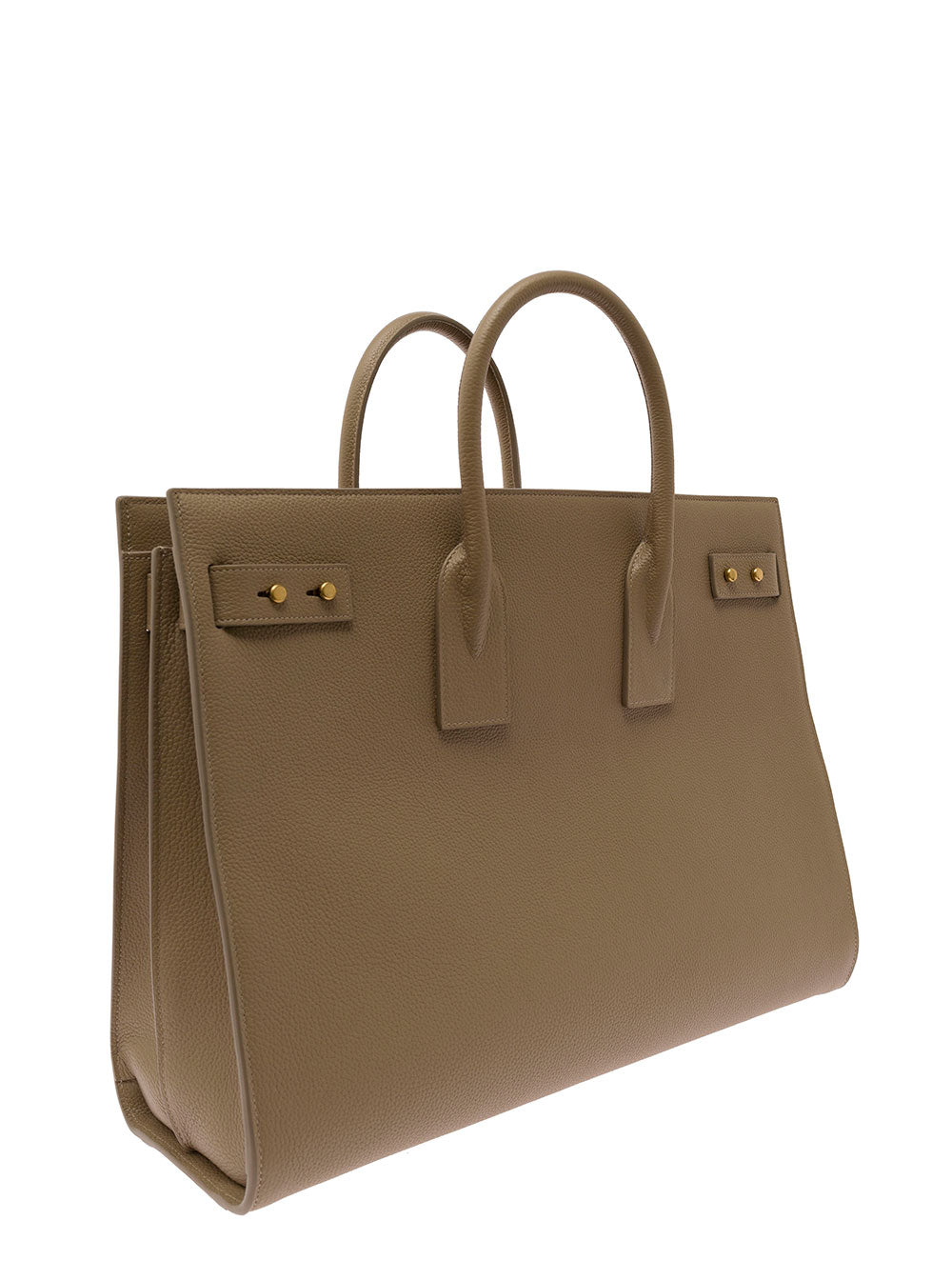 Saint Laurent Men 'A Sac De Jour' Beige Corssbody Bag With Shoulder Strap In Grained Leather Man