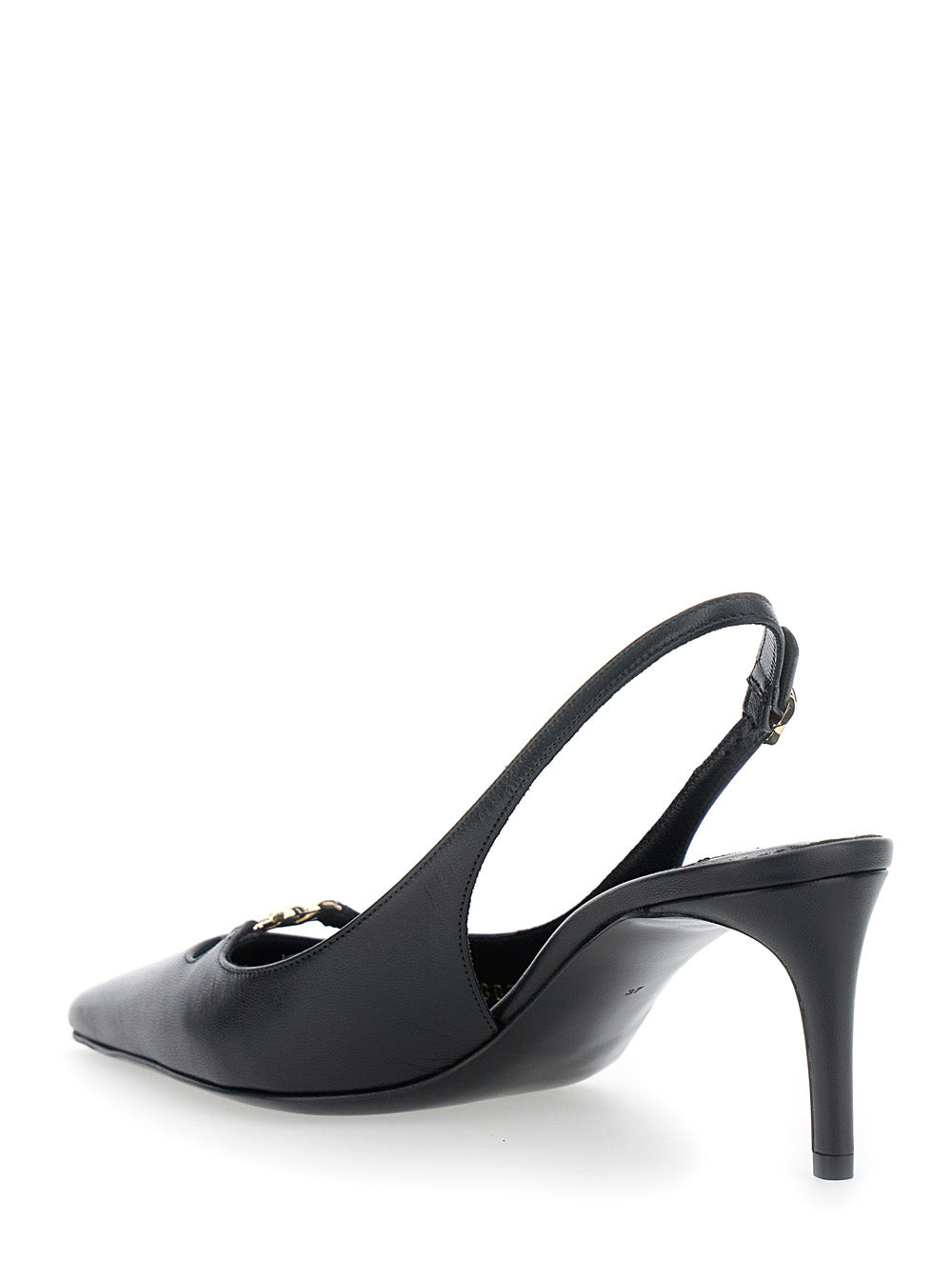 Dolce & Gabbana Women Black Slingback Pumps With Logo Plaque On The Front In Patent Leather Woman