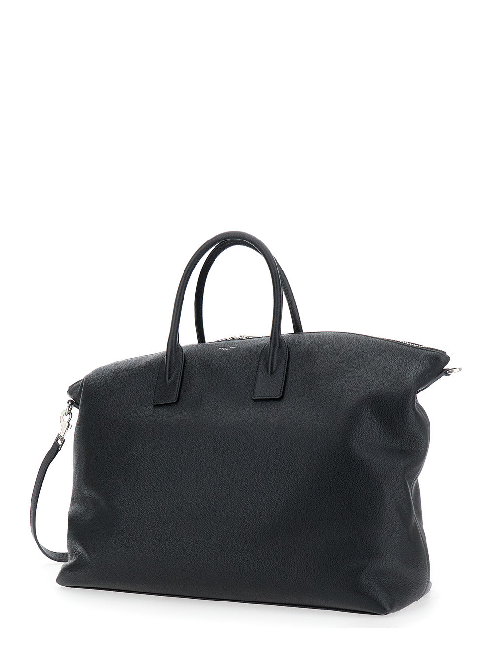 Saint Laurent Men 'Bowling Giant' Black Handbag With Removable Shoulder Strap And Front Logo In Leather Man