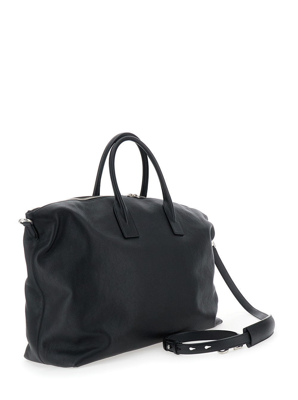 Saint Laurent Men 'Bowling Giant' Black Handbag With Removable Shoulder Strap And Front Logo In Leather Man