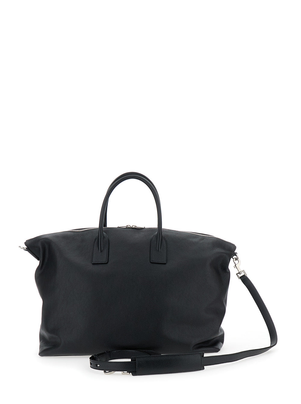 Saint Laurent Men 'Bowling Giant' Black Handbag With Removable Shoulder Strap And Front Logo In Leather Man
