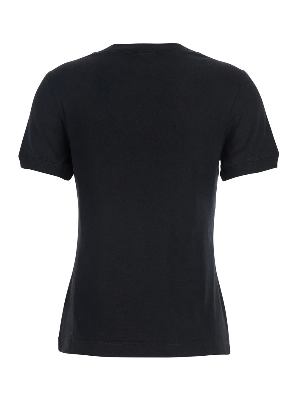 Dolce & Gabbana Women Black Crewneck T-Shirt With Maxi Logo Lettering On The Front In Cotton Woman