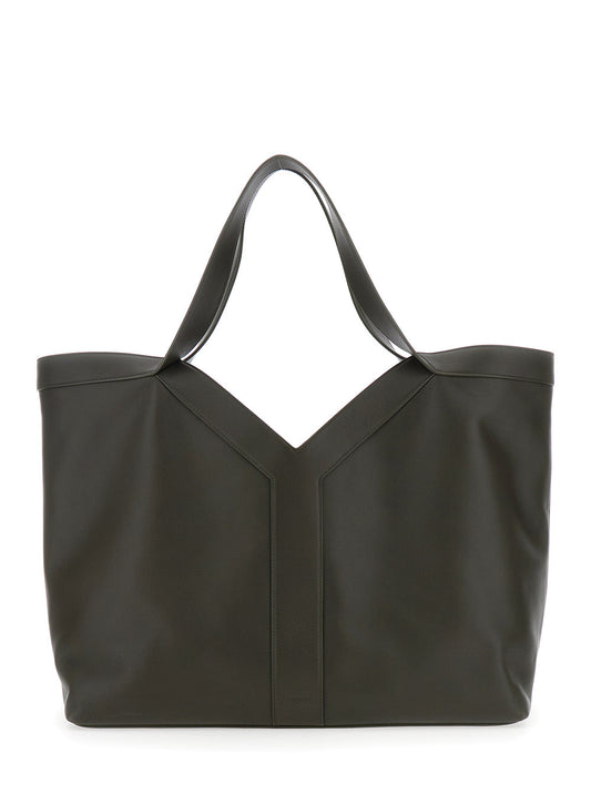Saint Laurent Men Green Tote Bag With Two Top Handles And Hook Closure In Leather Man
