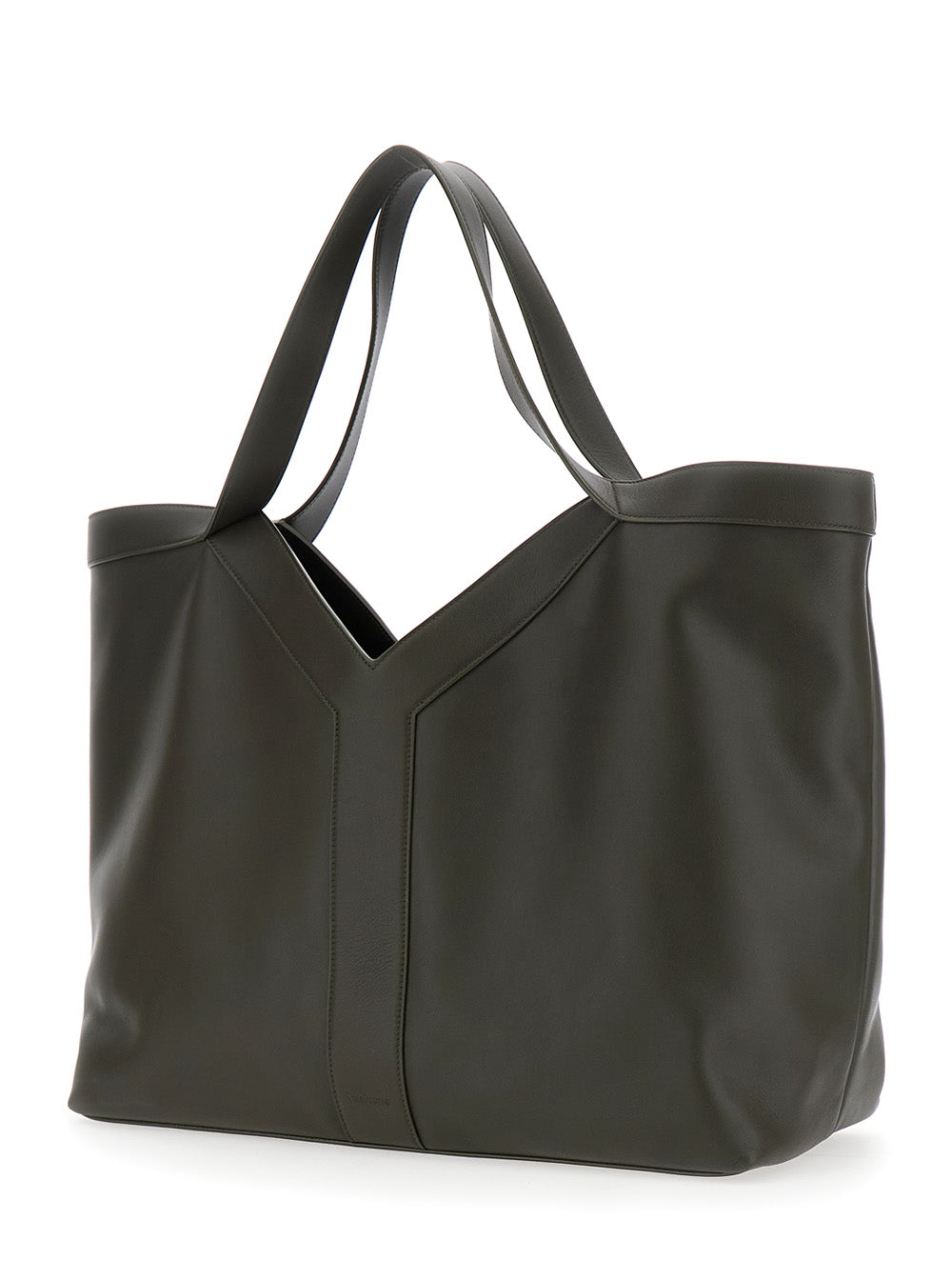 Saint Laurent Men Green Tote Bag With Two Top Handles And Hook Closure In Leather Man