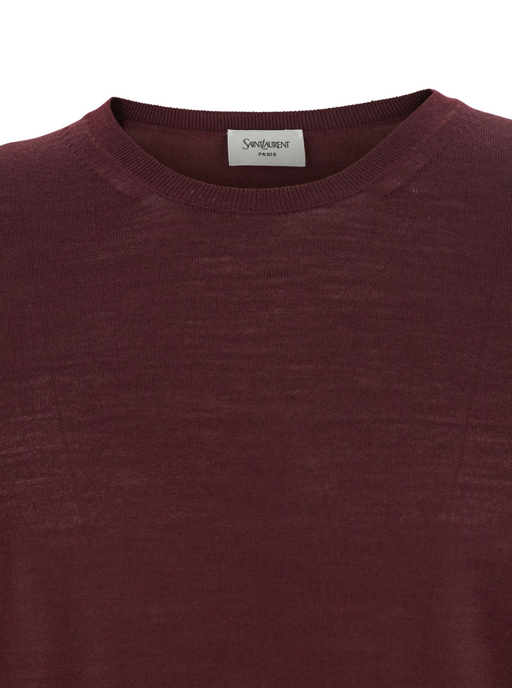 Saint Laurent Men Bordeaux Crewneck Sweater With Cassandre In Cashmere Man