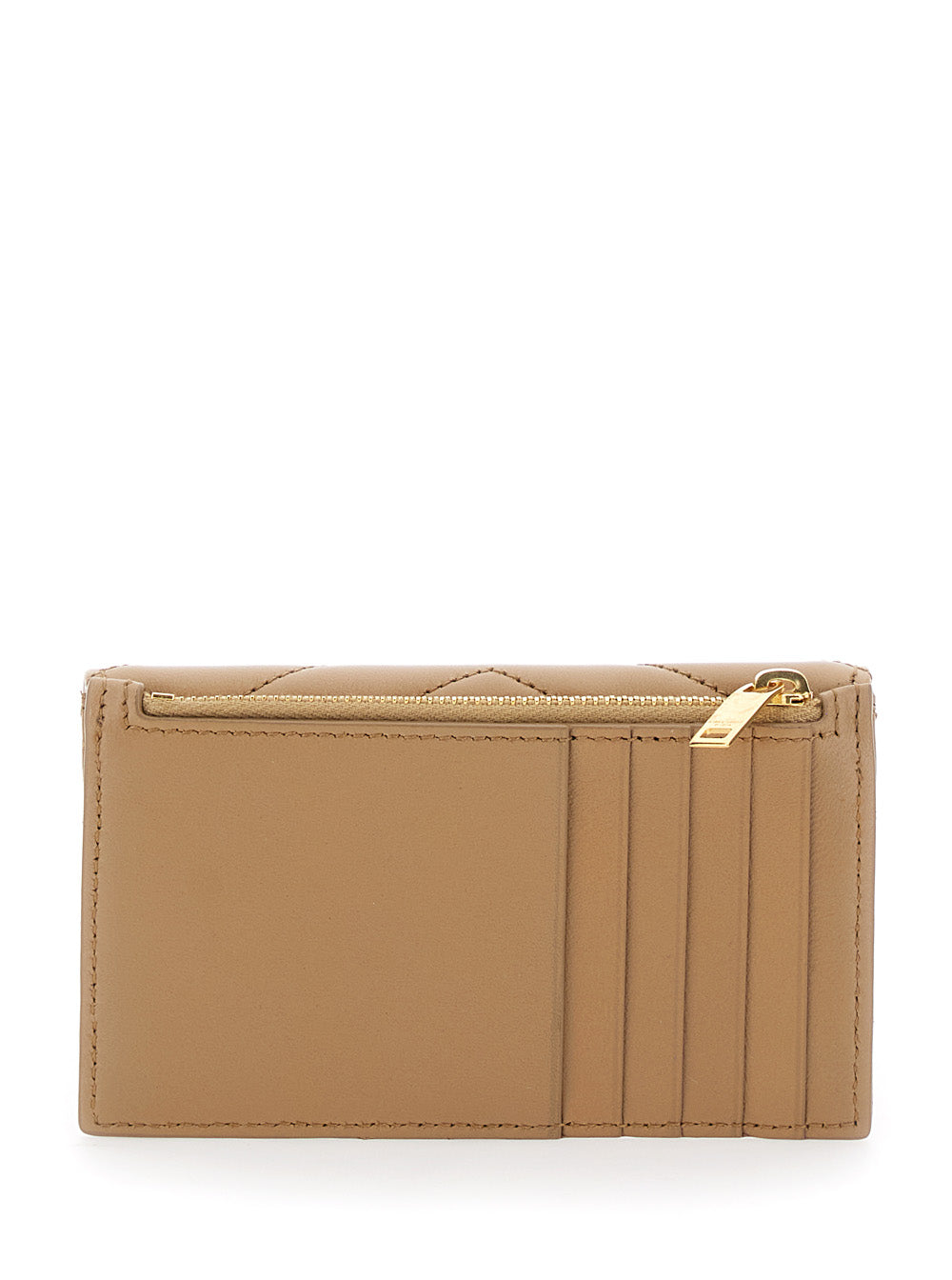 Saint Laurent Women Beige Quilted Wallet With Cassandre Plaque On The Front In Leather Woman