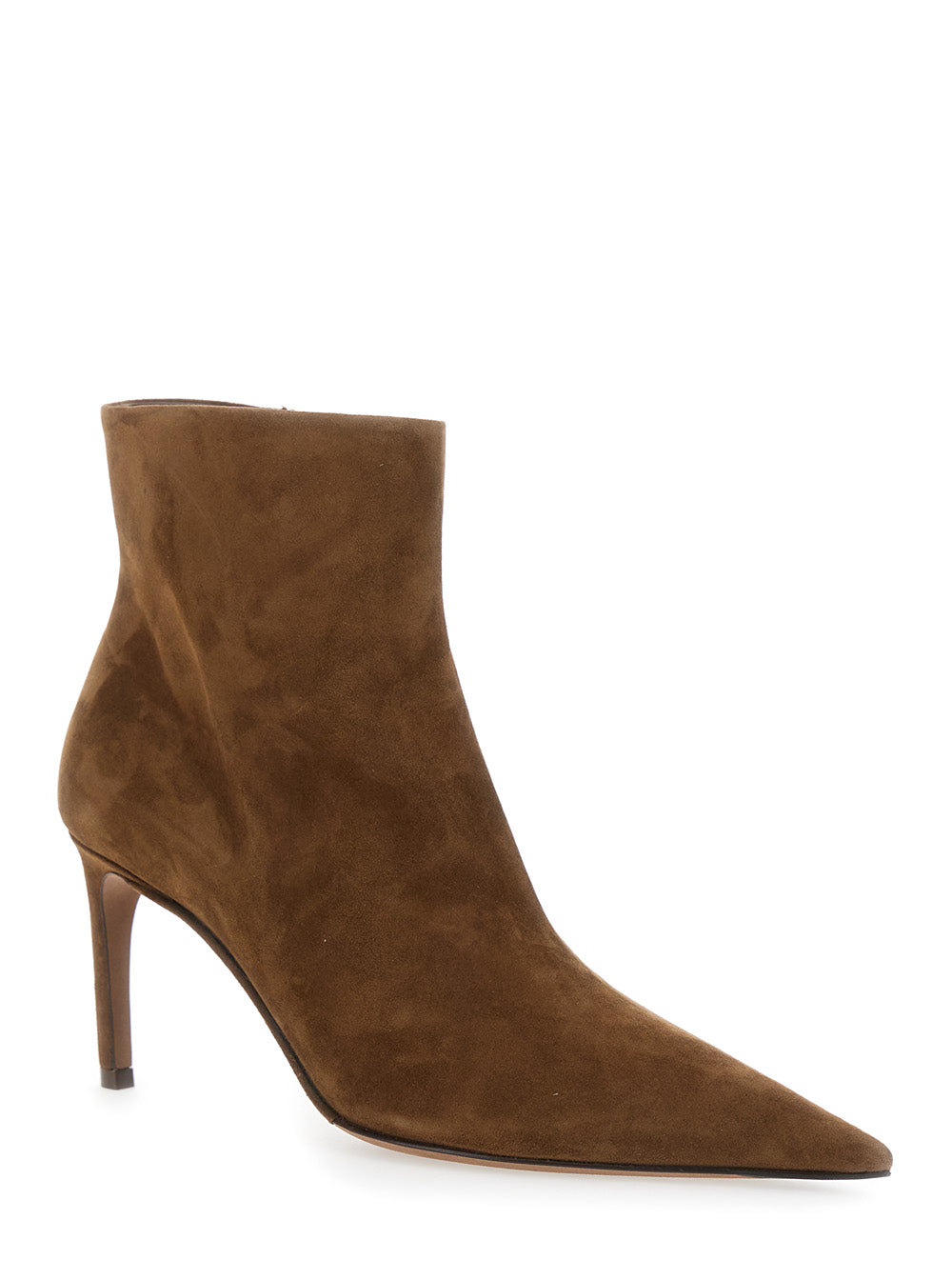 Dolce & Gabbana Women Beige Ankle Boots With Pointed Toe And Metallic Logo In Suede Woman