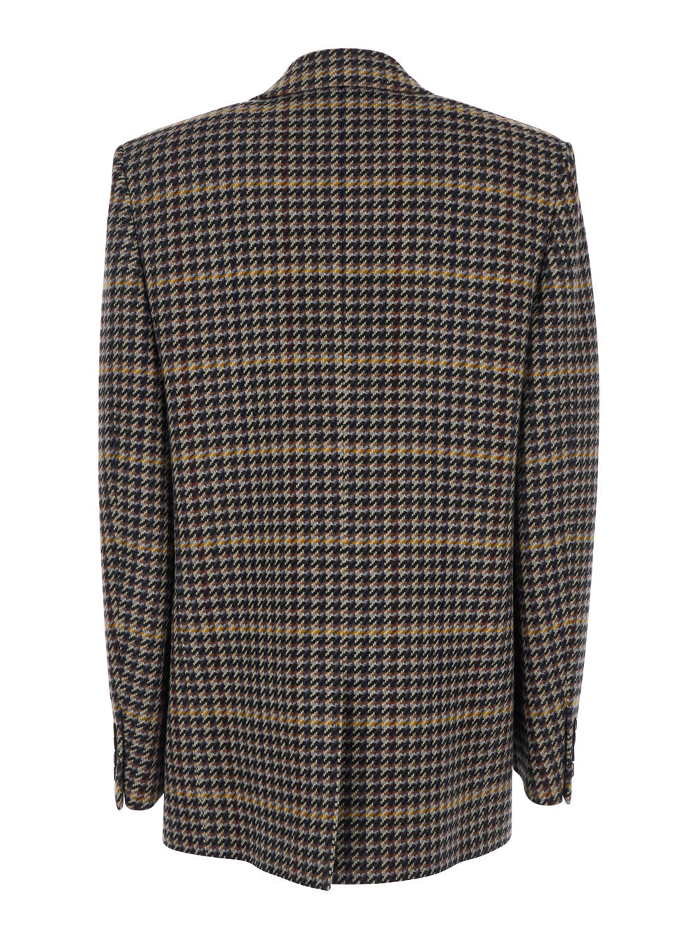 Saint Laurent Women Brown Double-Breasted Jacket With Notched Revers And All-Over Check Motif In Wool Woman