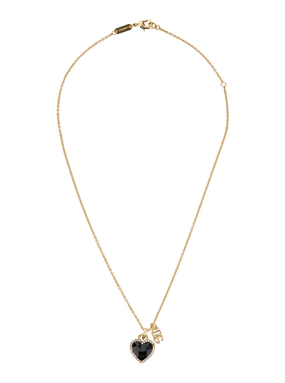 Dolce & Gabbana Women Gold Colored Necklace With Logo Pendant And Heart Pendant In Brass Woman