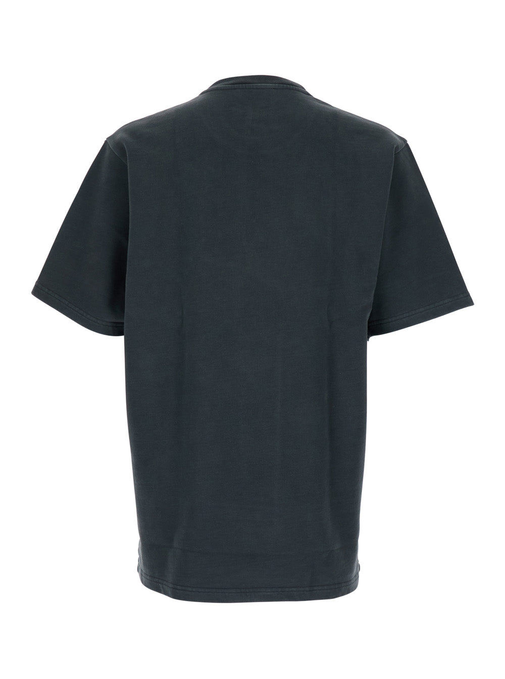 Dolce & Gabbana Men Dark Grey Crewneck T-Shirt With Logo Lettering Print On The Front In Cotton Man