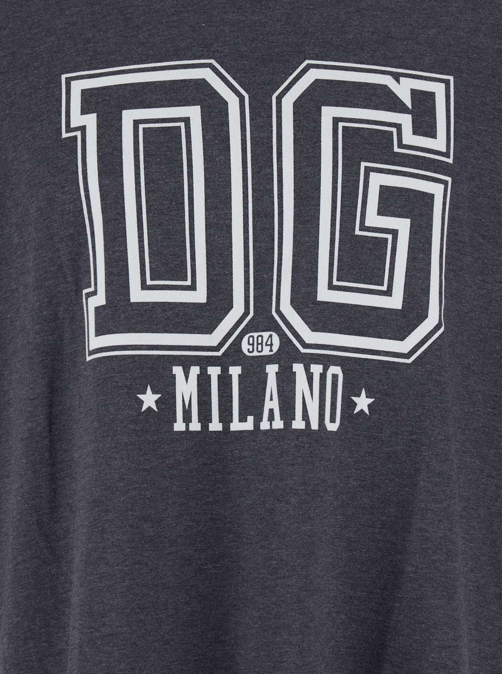 Dolce & Gabbana Men Grey Crewneck T-Shirt With Logo Print On The Front In Cotton Man