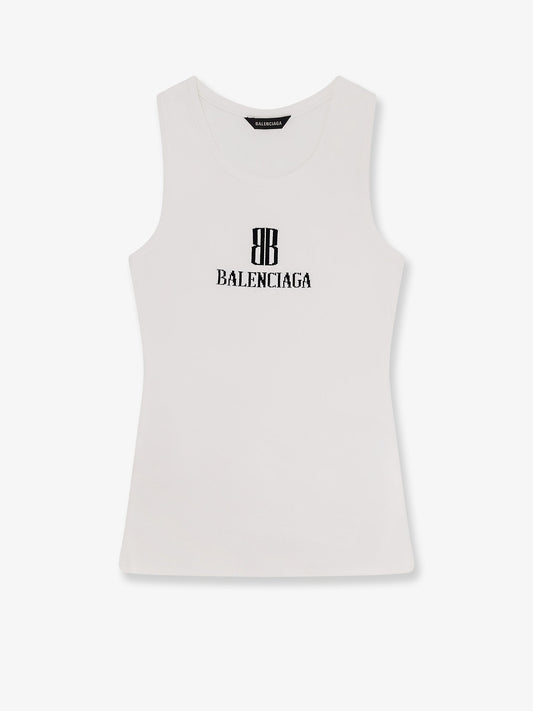 Balenciaga Women Ribbed Viscose Blend Tank Top