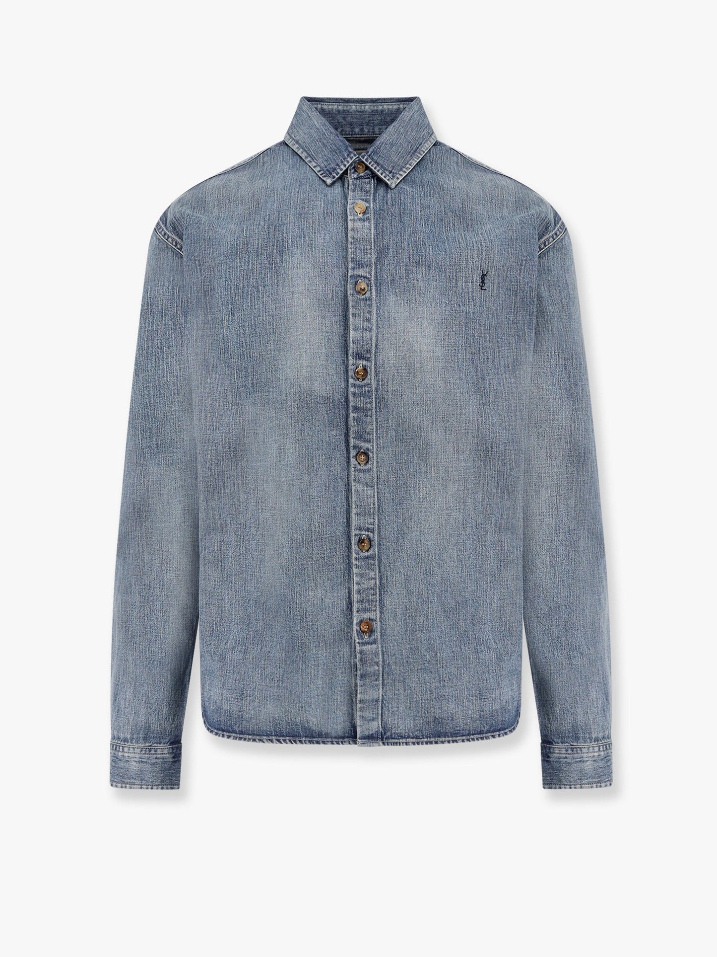 Saint Laurent Men Cassandre Denim Shirt
