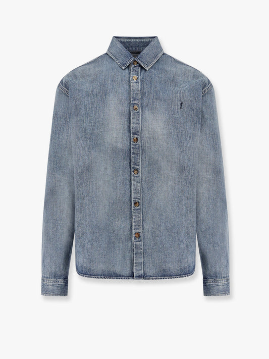 Saint Laurent Men Cassandre Denim Shirt