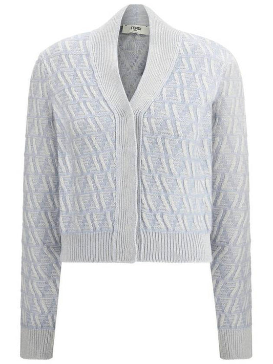Fendi FF Cashmere Wool Cardigan Light Blue