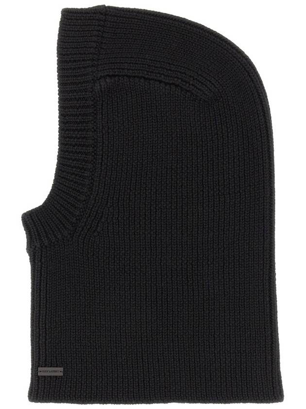 Saint Laurent Rib Wool Large Balaclava Black