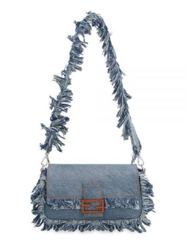Fendi Women's Baguette Denim Shoulder Bag Blue