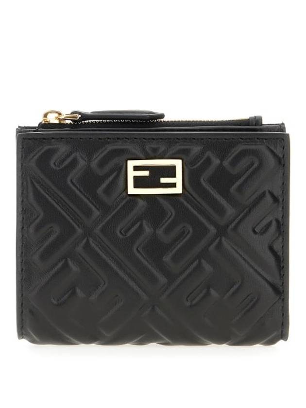 Fendi Slim Baguette Embossed FF Logo Half Wallet Black