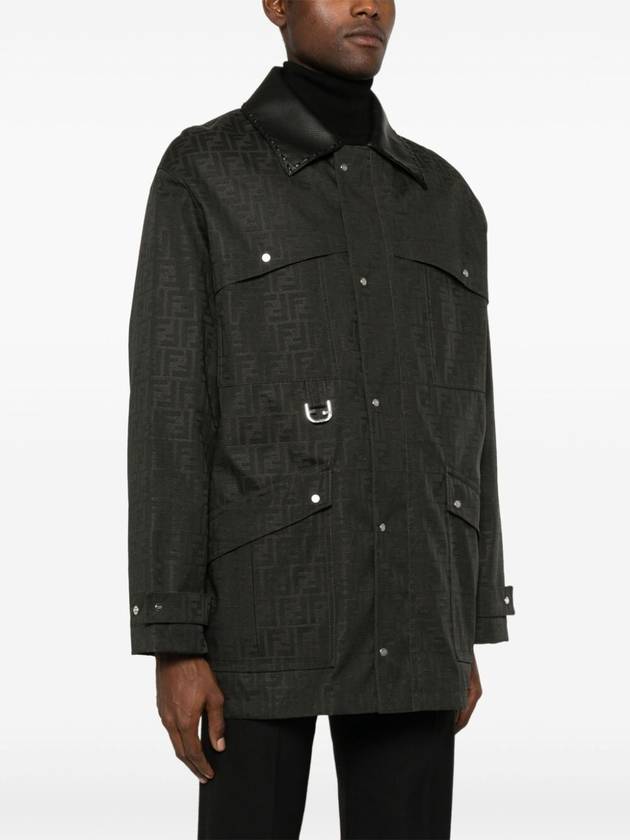 Fendi Waxed FF Jacquard Blouson Jacket Brown