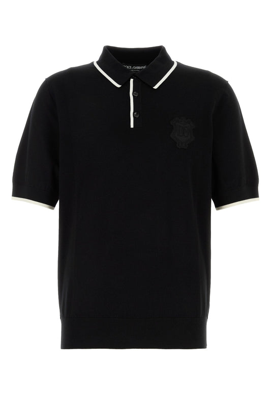 Dolce & Gabbana Men Black Cotton Polo Shirt
