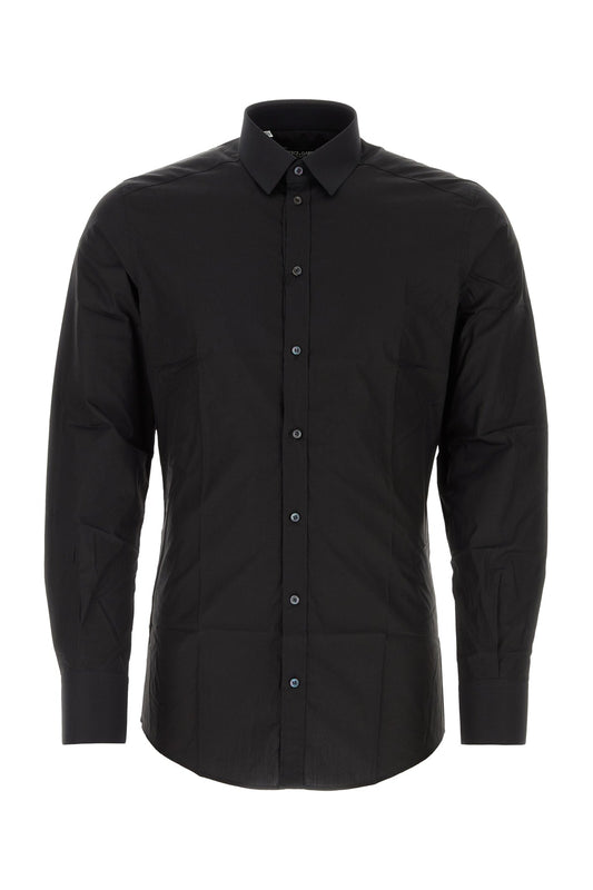 Dolce & Gabbana Men Black Poplin Shirt