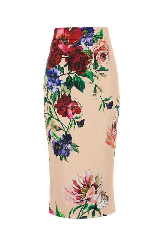 Dolce & Gabbana Women Printed Stretch Satin Skirt