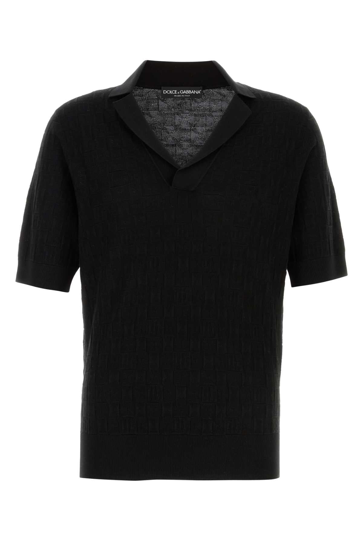 Dolce & Gabbana Men Black Stretch Silk Blend Polo Shirt