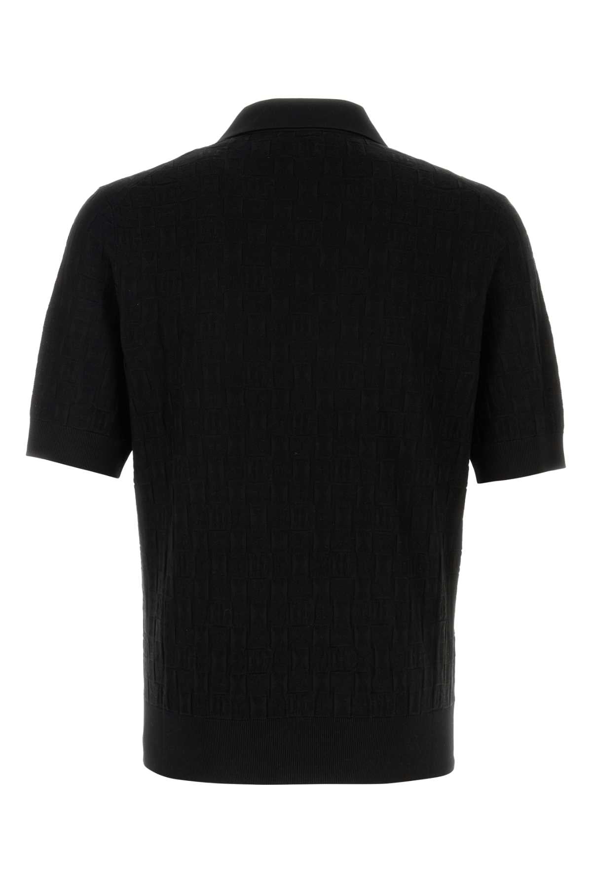 Dolce & Gabbana Men Black Stretch Silk Blend Polo Shirt