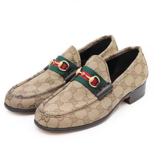 Gucci Canvas Leather Horsebit Loafers