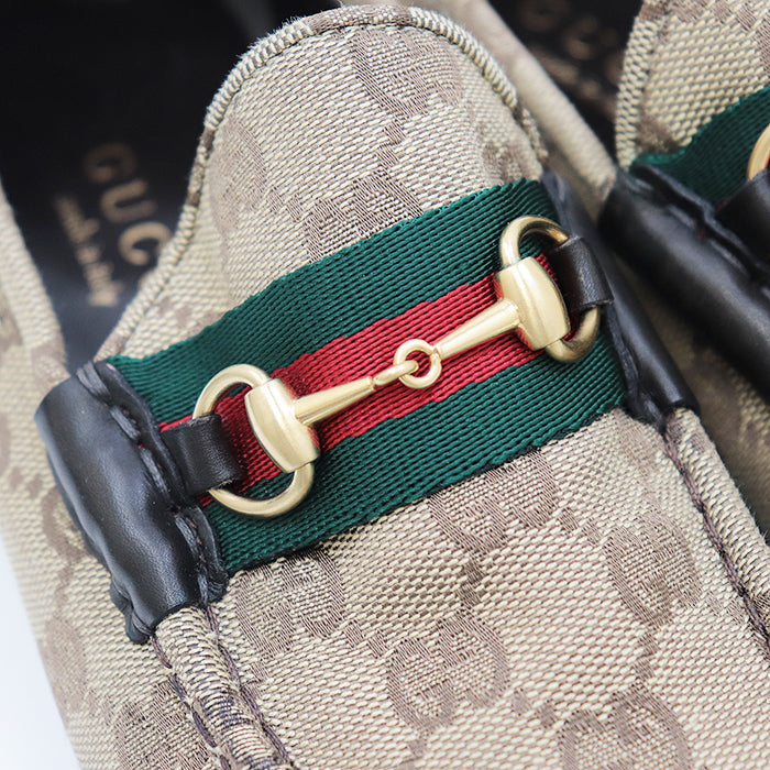 Gucci Canvas Leather Horsebit Loafers