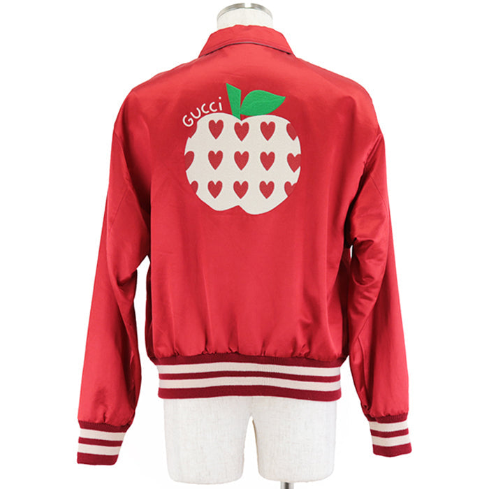 Gucci Satin Souvenir Jacket with Apple Embroidery
